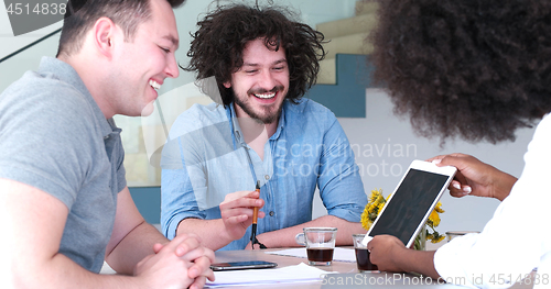 Image of Multiethnic startup business team on meeting