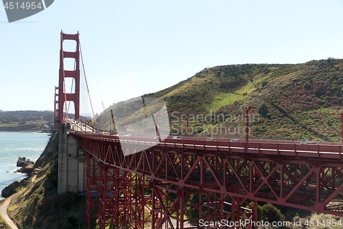 Image of view of golden gate bridge over san francisco bay