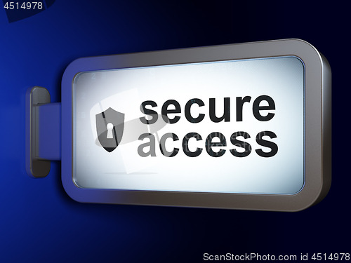 Image of Security concept: Secure Access and Shield With Keyhole on billboard background