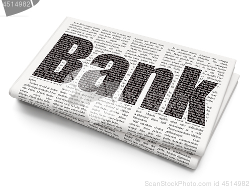 Image of Money concept: Bank on Newspaper background