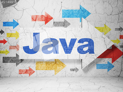 Image of Programming concept: arrow with Java on grunge wall background