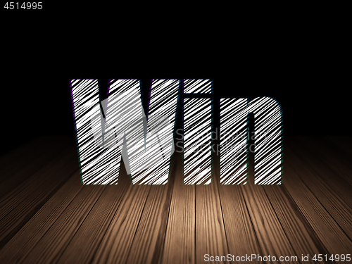 Image of Business concept: Win in grunge dark room