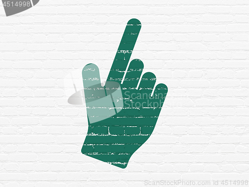 Image of Advertising concept: Mouse Cursor on wall background