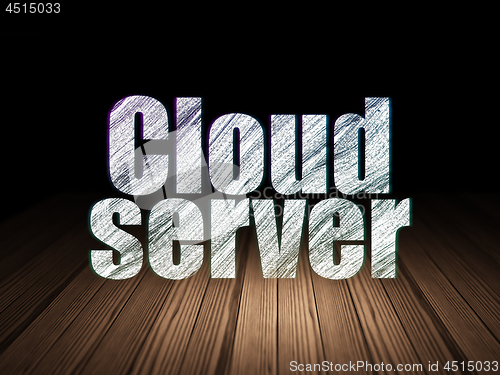 Image of Cloud networking concept: Cloud Server in grunge dark room