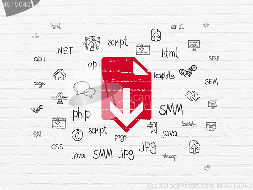 Image of Web development concept: Download on wall background
