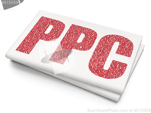 Image of Advertising concept: PPC on Blank Newspaper background