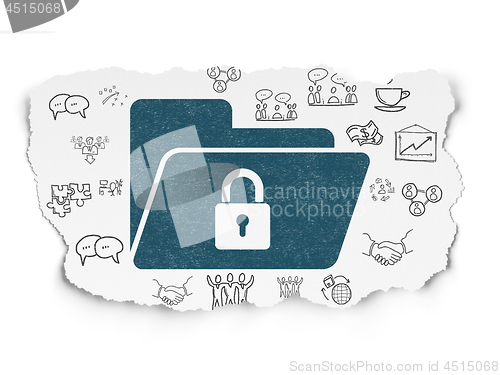 Image of Finance concept: Folder With Lock on Torn Paper background