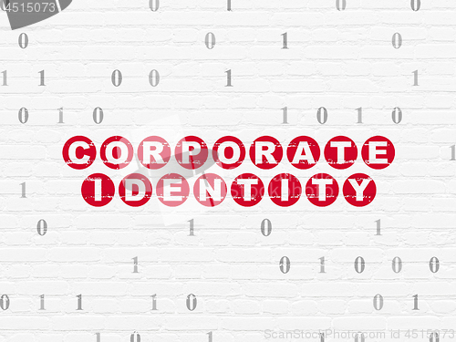 Image of Finance concept: Corporate Identity on wall background