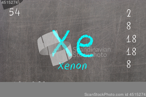 Image of Isolated blackboard with periodic table, Xenon