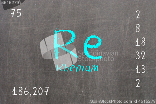 Image of Isolated blackboard with periodic table, Rhenium