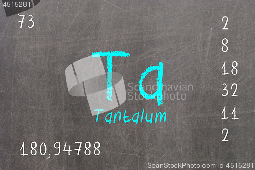 Image of Isolated blackboard with periodic table, Tantalum