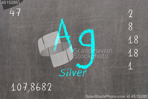 Image of Isolated blackboard with periodic table, Silver