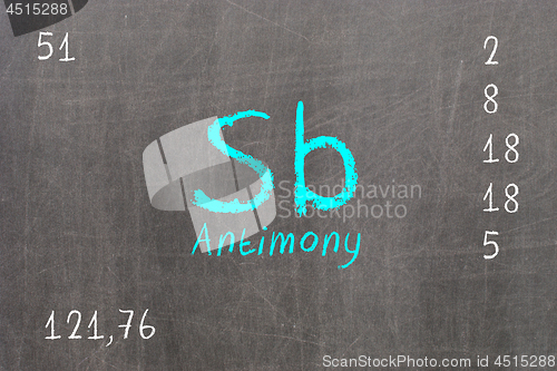 Image of Isolated blackboard with periodic table, Antimony