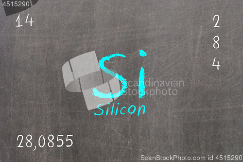 Image of Isolated blackboard with periodic table, Silicon