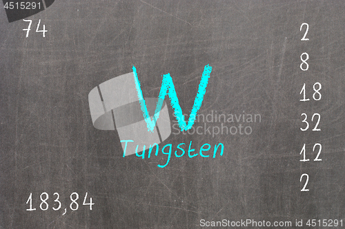 Image of Isolated blackboard with periodic table, Tungsten