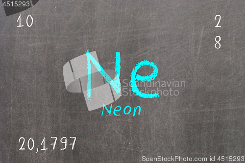 Image of Isolated blackboard with periodic table, Neon