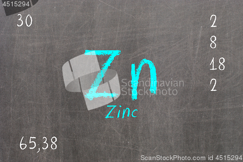 Image of Isolated blackboard with periodic table, Zinc