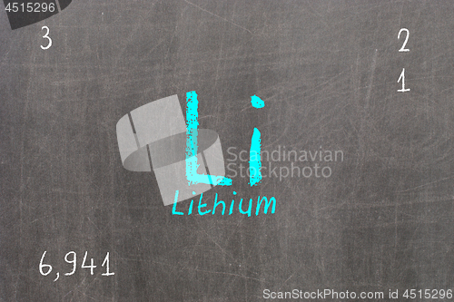 Image of Isolated blackboard with periodic table, Lithium