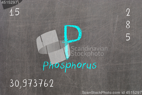 Image of Isolated blackboard with periodic table, Phosphorus