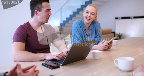 Image of Startup Business Team At A Meeting at modern office building
