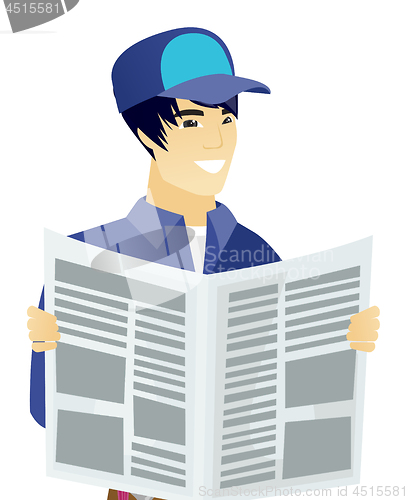 Image of Mechanic reading newspaper vector illustration