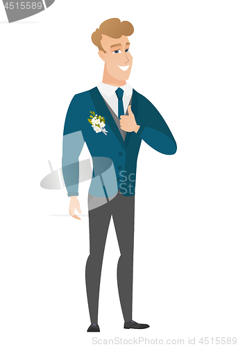 Image of Groom giving thumb up vector illustration.