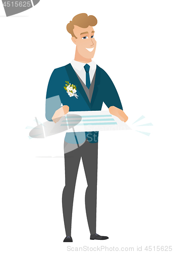 Image of Groom holding a contract vector illustration