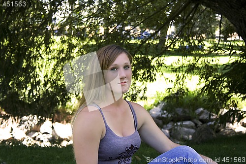 Image of Beautiful Girl in the Park