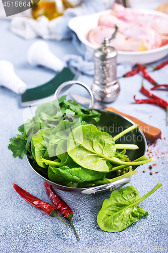 Image of chicken legs with spinach