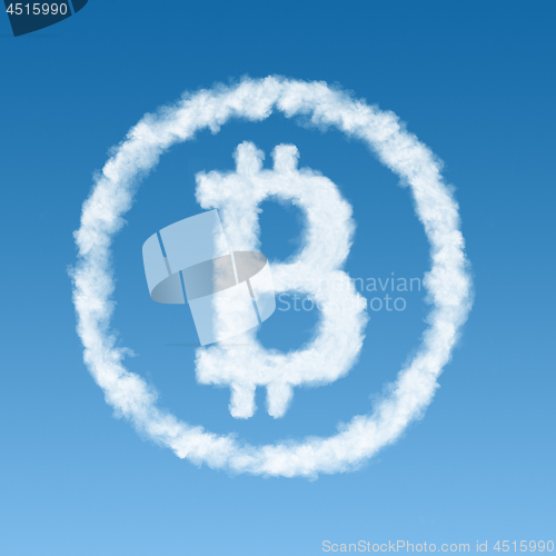 Image of bitcoin symbol made from a cloud