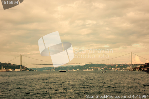 Image of Bosphorus, Rumelian Castle and Fatih Sultan Mehmet Bridge view from, Anatolian side of the Bosporus