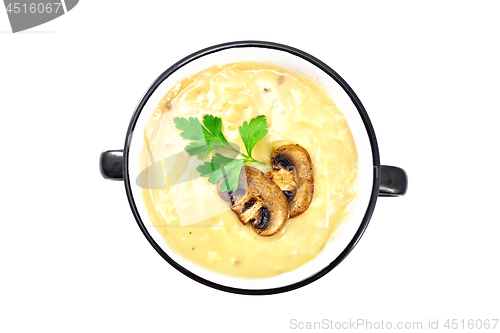 Image of Soup-puree mushroom in bowl on top