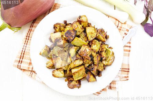 Image of Eggplant fried on light board top