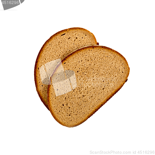 Image of Two fresh baked bread slices isolated on white background.