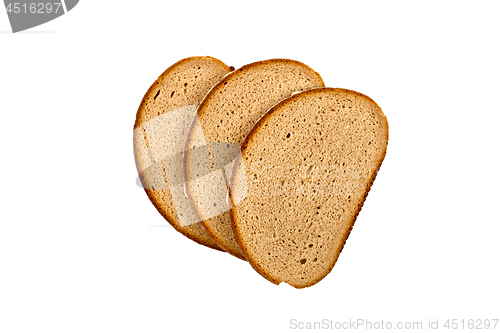 Image of Three fresh bread slices isolated on white background. 