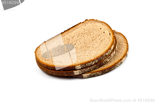 Image of Stack of three fresh bread slices isolated on white.