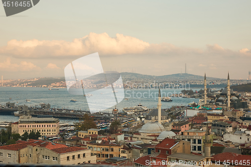 Image of Aerial view of the golden horn and the galata bridge