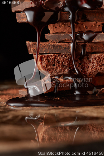Image of Heap of broken pieces chocolate