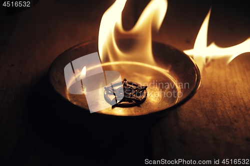 Image of Old pentagram burning in flames