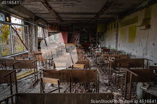 Image of Abandoned Classroom in School number 5 of Pripyat, Chernobyl Exclusion Zone 2019