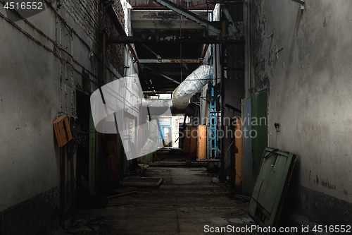Image of Abandoned corridor in factory at Chernobyl