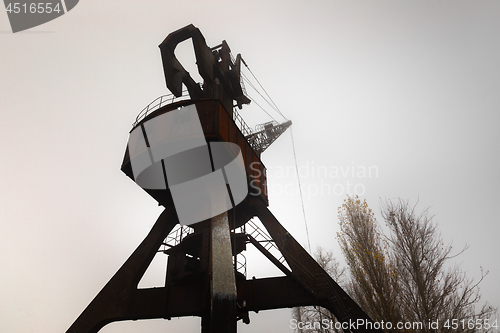 Image of Rusty old industrial dock cranes at Chernobyl Dock, 2019