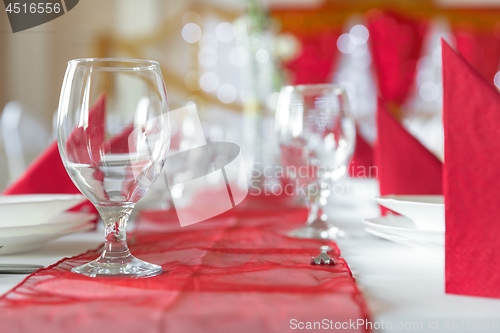 Image of Large dining hall with tables set up