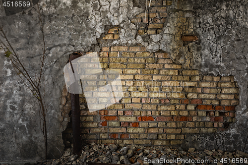 Image of Abandoned damaged building wall