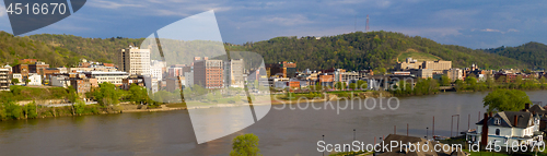 Image of The Ohio River cuts Through Wheeling West Virginia and Bridgepor