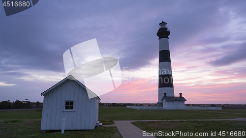 Image of Sunrise Over The Ocean Behind the Bodie Island Lighhouse OBX