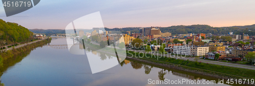 Image of Long Panoramic View Charleston West Virginia Capitol City 