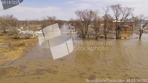 Image of The Town of Pacific Junction Iowa is completely Submerged in the