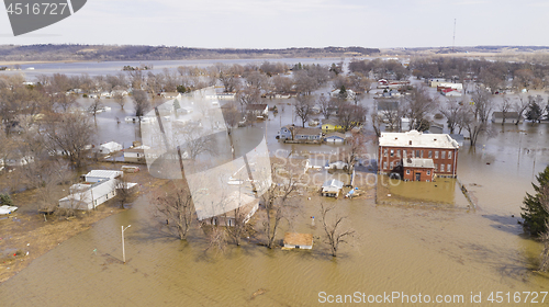 Image of The Town of Pacific Junction Iowa is completely Submerged in the