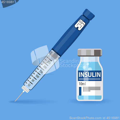 Image of Diabetes Insulin Pen Syringe and Vial